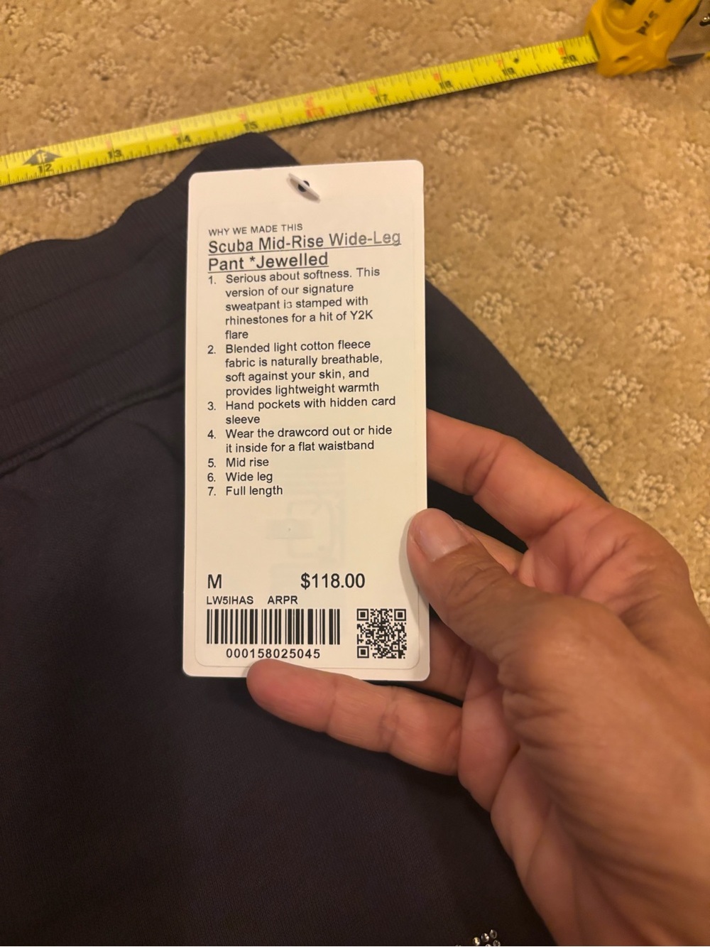 NWT Women’s Lululemon scuba wideleg Pant Sz M 118$ ashy purple